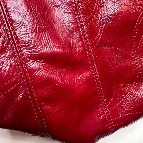 Coach red patent leather bright red tote purse OS - Picture 4 of 12